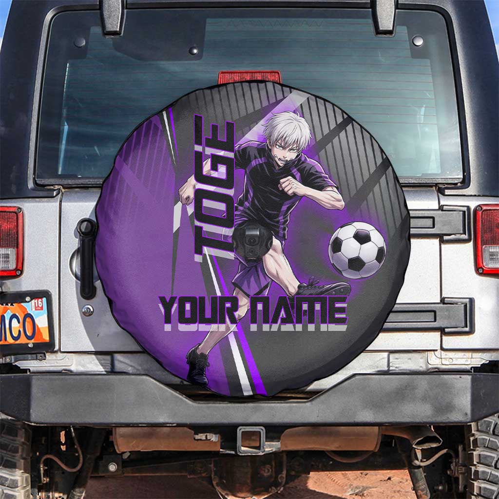Personalized Toge Inumaki Jujutsu Kaisen Spare Tire Cover with Purple Gradient and Action Kick Design