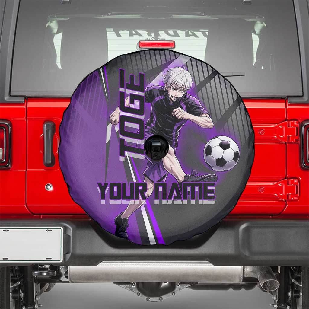 Personalized Toge Inumaki Jujutsu Kaisen Spare Tire Cover with Purple Gradient and Action Kick Design