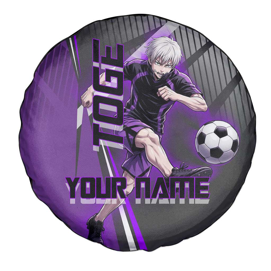 Personalized Toge Inumaki Jujutsu Kaisen Spare Tire Cover with Purple Gradient and Action Kick Design