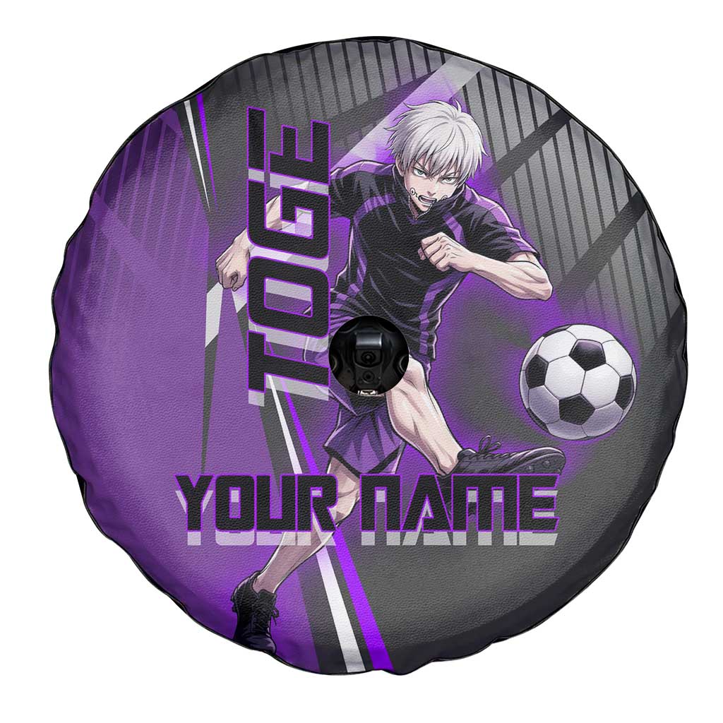 Personalized Toge Inumaki Jujutsu Kaisen Spare Tire Cover with Purple Gradient and Action Kick Design