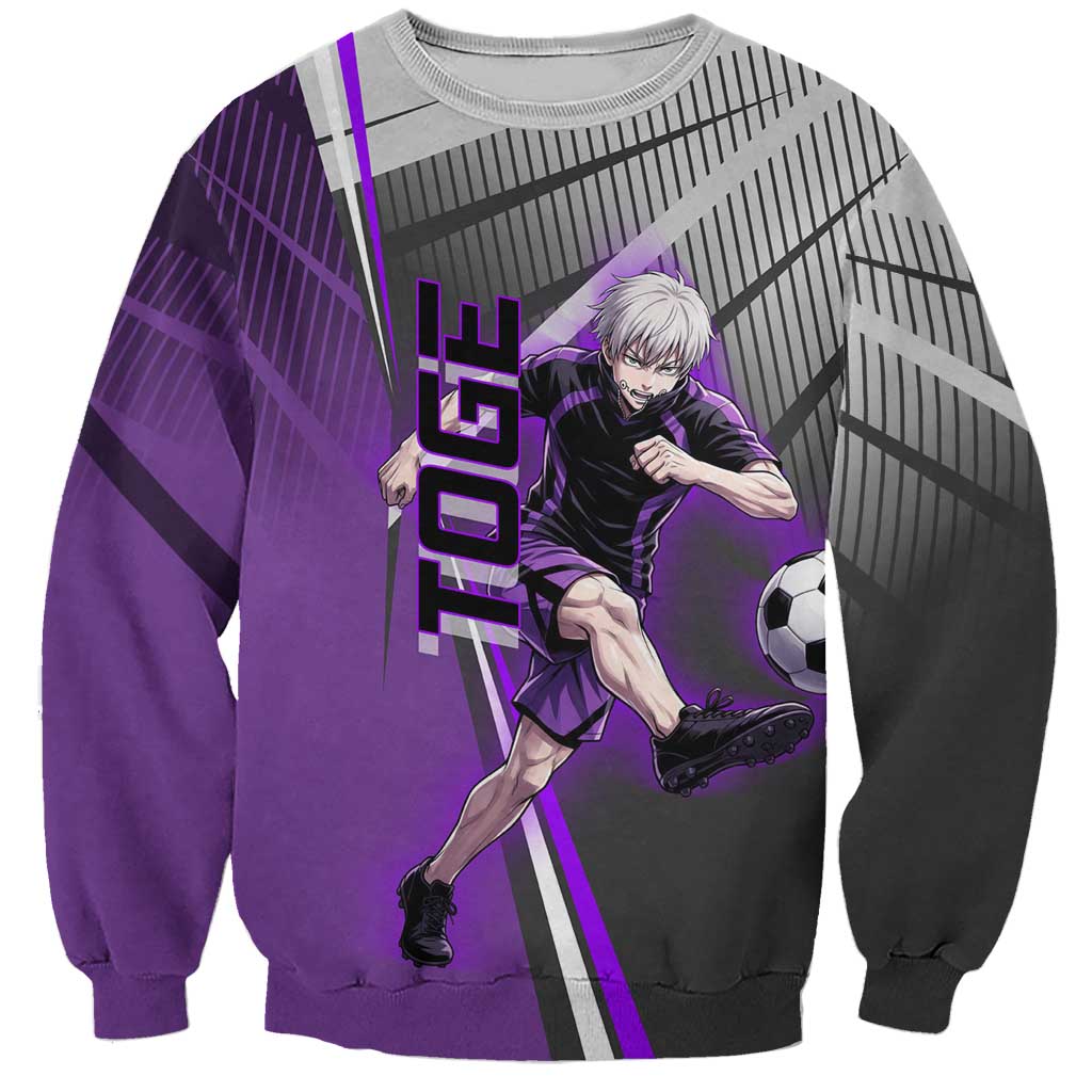 Personalized Toge Inumaki Jujutsu Kaisen Sweatshirt with Purple Gradient and Action Kick Design