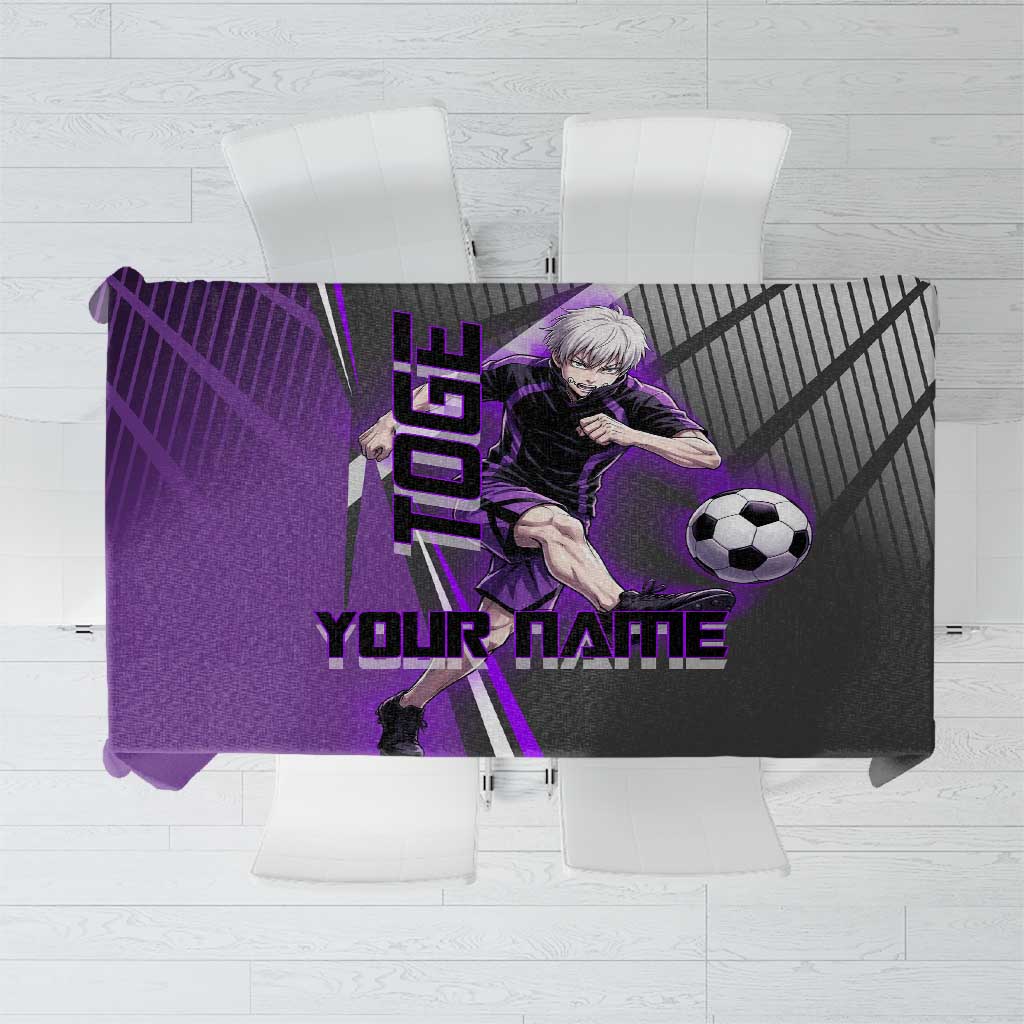 Personalized Toge Inumaki Jujutsu Kaisen Tablecloth with Purple Gradient and Action Kick Design