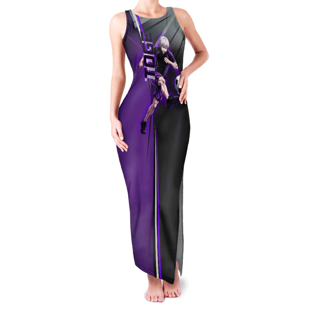 Personalized Toge Inumaki Jujutsu Kaisen Tank Maxi Dress with Purple Gradient and Action Kick Design