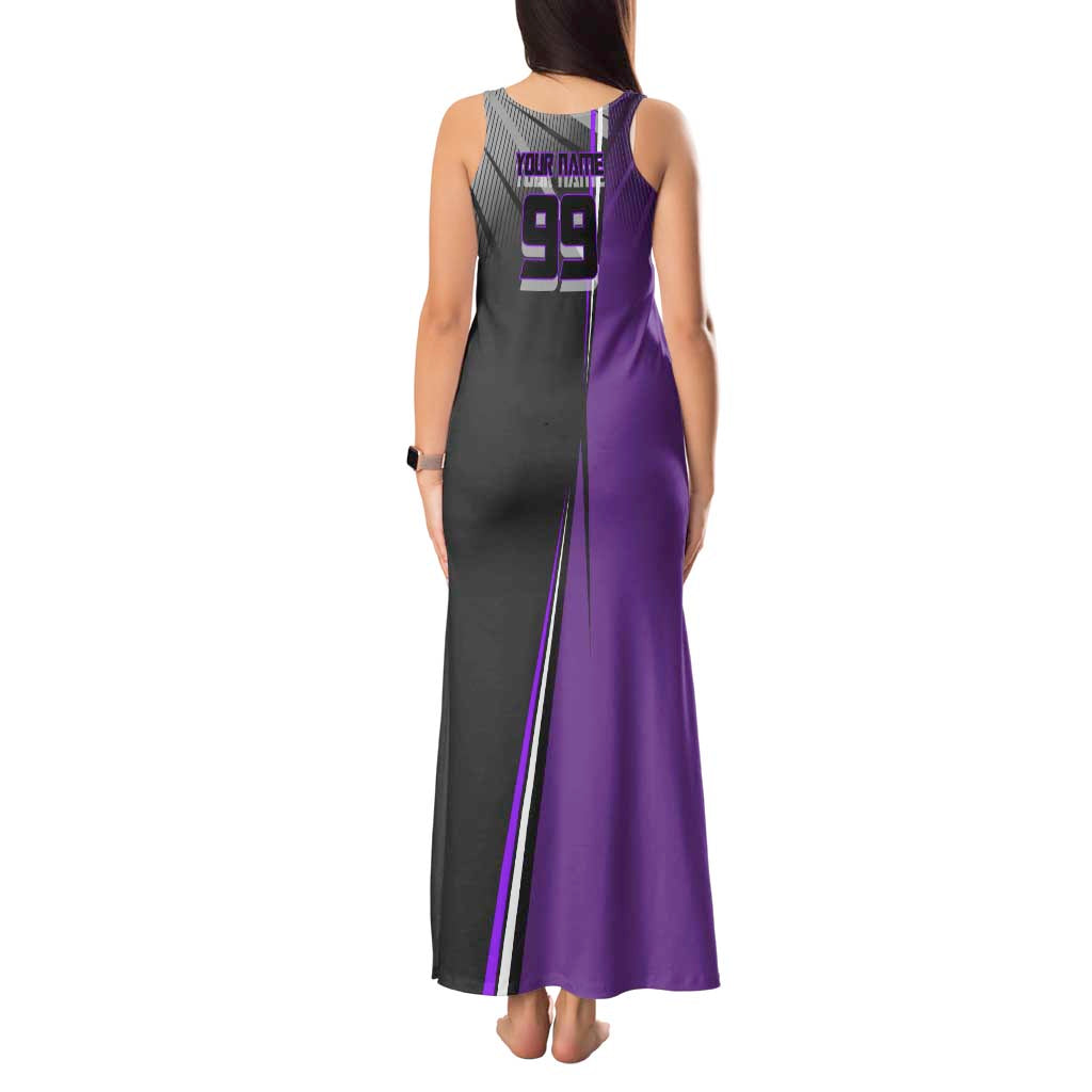 Personalized Toge Inumaki Jujutsu Kaisen Tank Maxi Dress with Purple Gradient and Action Kick Design