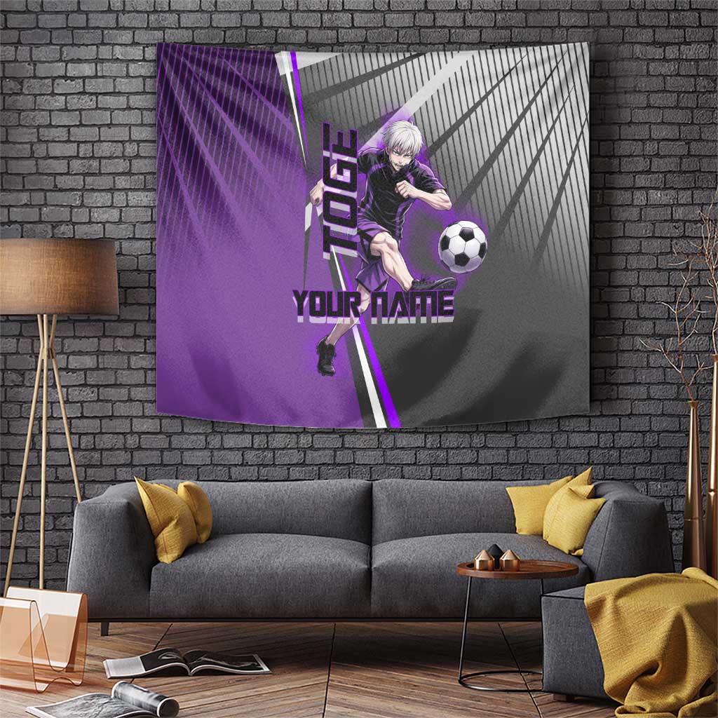 Personalized Toge Inumaki Jujutsu Kaisen Tapestry with Purple Gradient and Action Kick Design