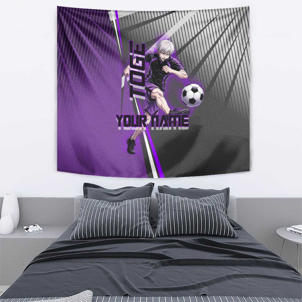 Personalized Toge Inumaki Jujutsu Kaisen Tapestry with Purple Gradient and Action Kick Design