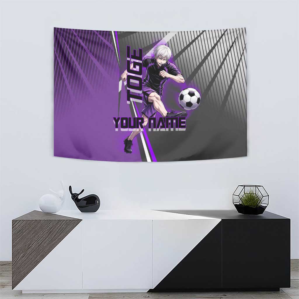 Personalized Toge Inumaki Jujutsu Kaisen Tapestry with Purple Gradient and Action Kick Design