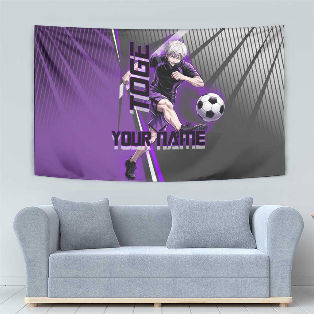 Personalized Toge Inumaki Jujutsu Kaisen Tapestry with Purple Gradient and Action Kick Design