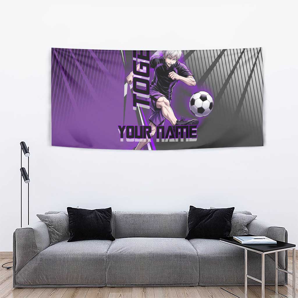 Personalized Toge Inumaki Jujutsu Kaisen Tapestry with Purple Gradient and Action Kick Design