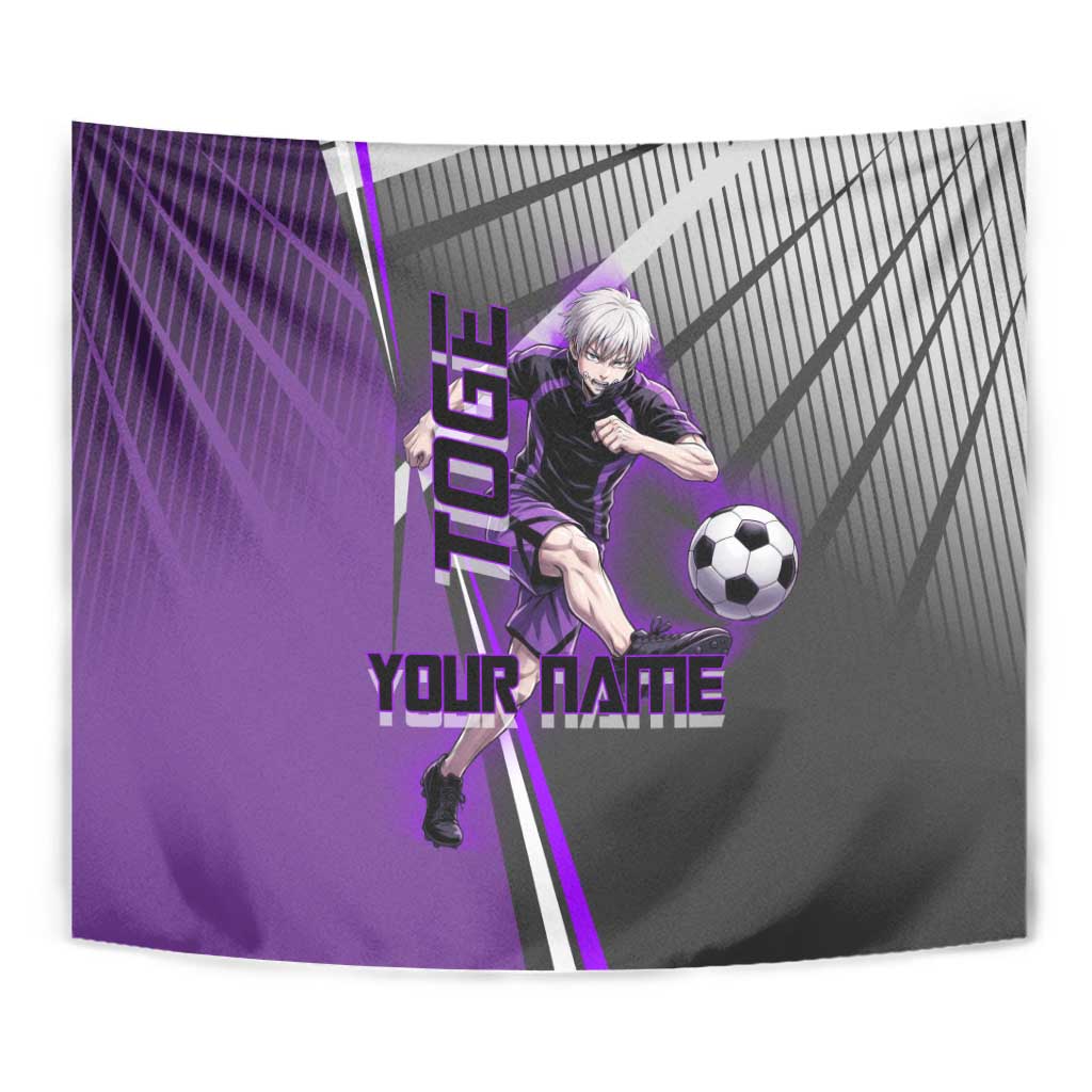 Personalized Toge Inumaki Jujutsu Kaisen Tapestry with Purple Gradient and Action Kick Design
