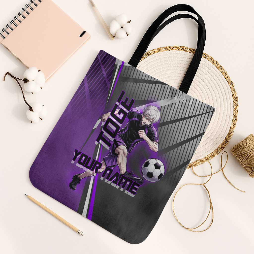 Personalized Toge Inumaki Jujutsu Kaisen Tote Bag with Purple Gradient and Action Kick Design
