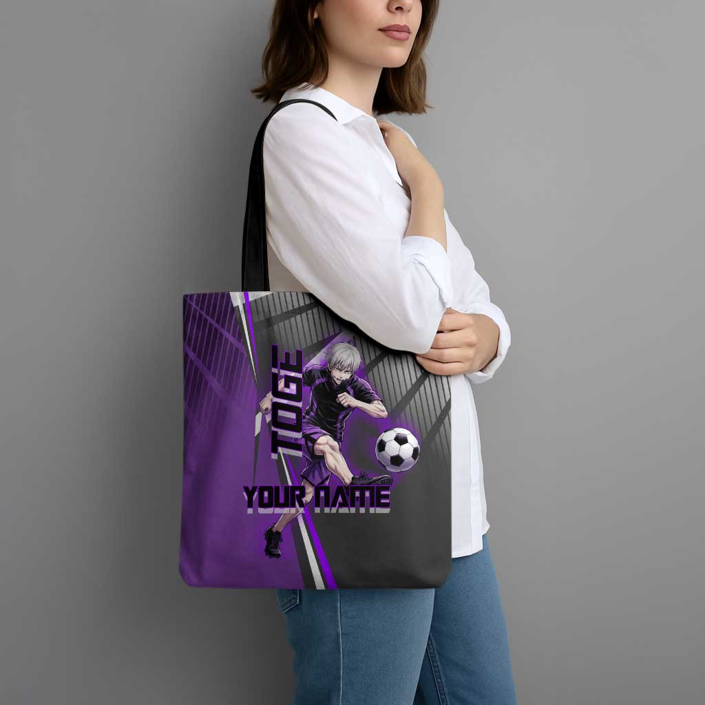 Personalized Toge Inumaki Jujutsu Kaisen Tote Bag with Purple Gradient and Action Kick Design