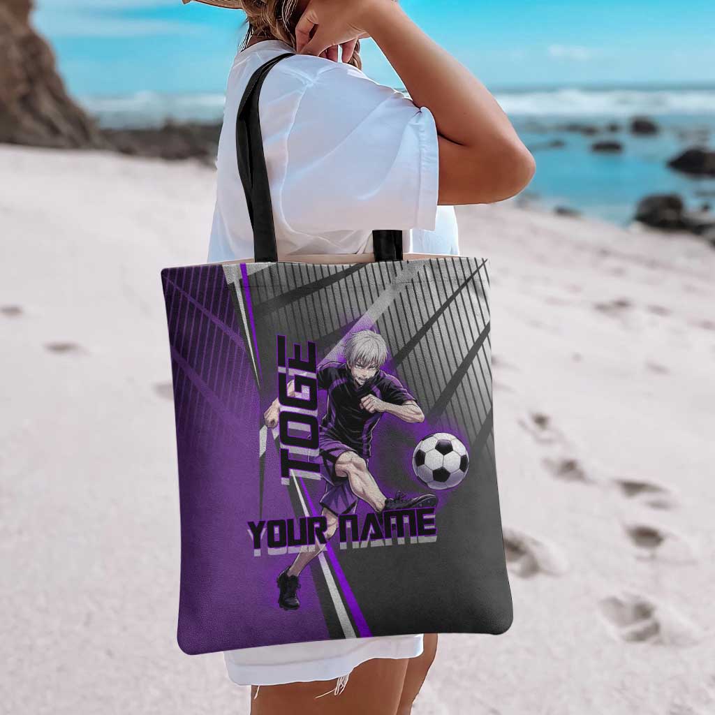 Personalized Toge Inumaki Jujutsu Kaisen Tote Bag with Purple Gradient and Action Kick Design