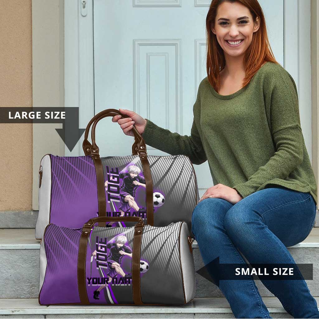 Personalized Toge Inumaki Jujutsu Kaisen Travel Bag with Purple Gradient and Action Kick Design