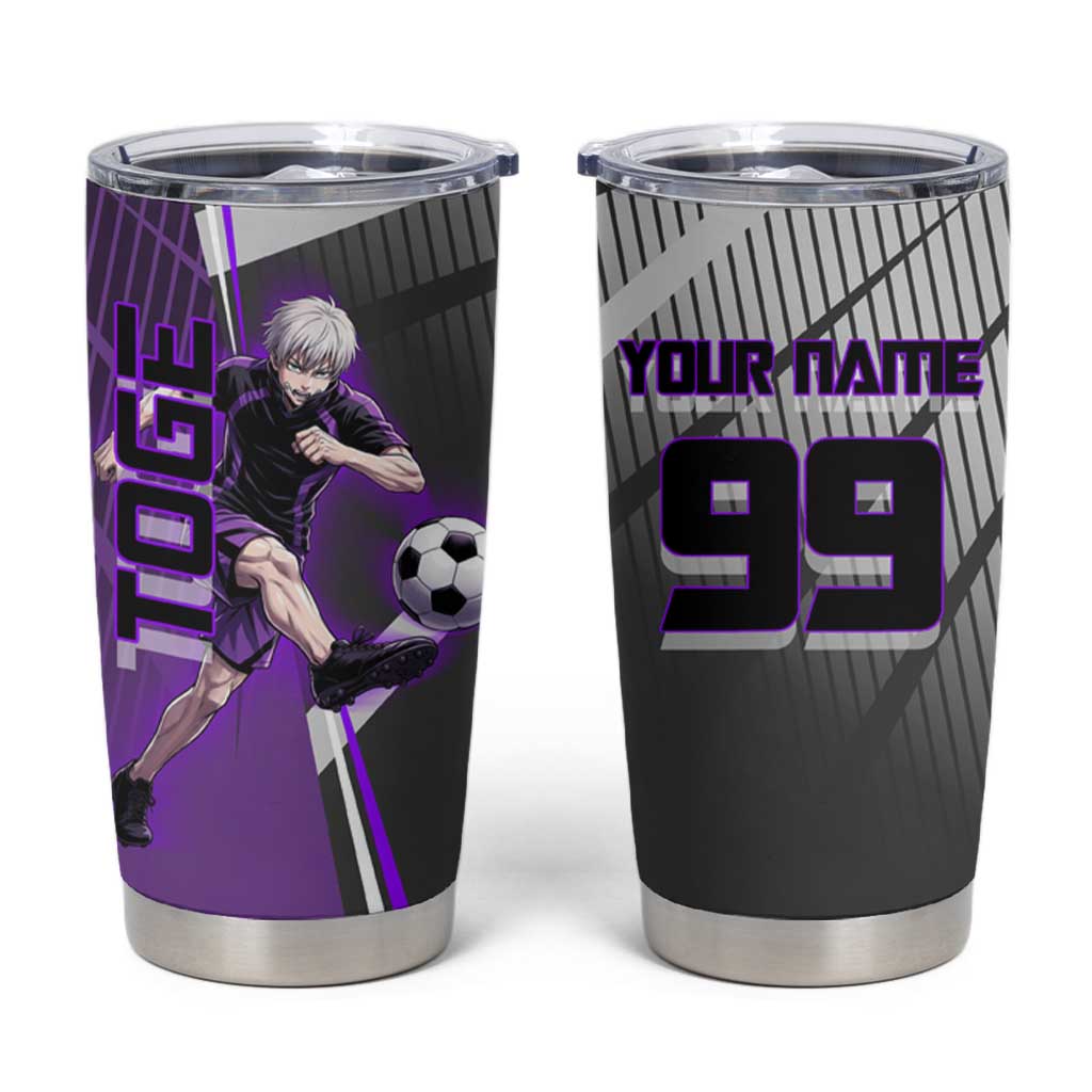 Personalized Toge Inumaki Jujutsu Kaisen Tumbler Cup with Purple Gradient and Action Kick Design