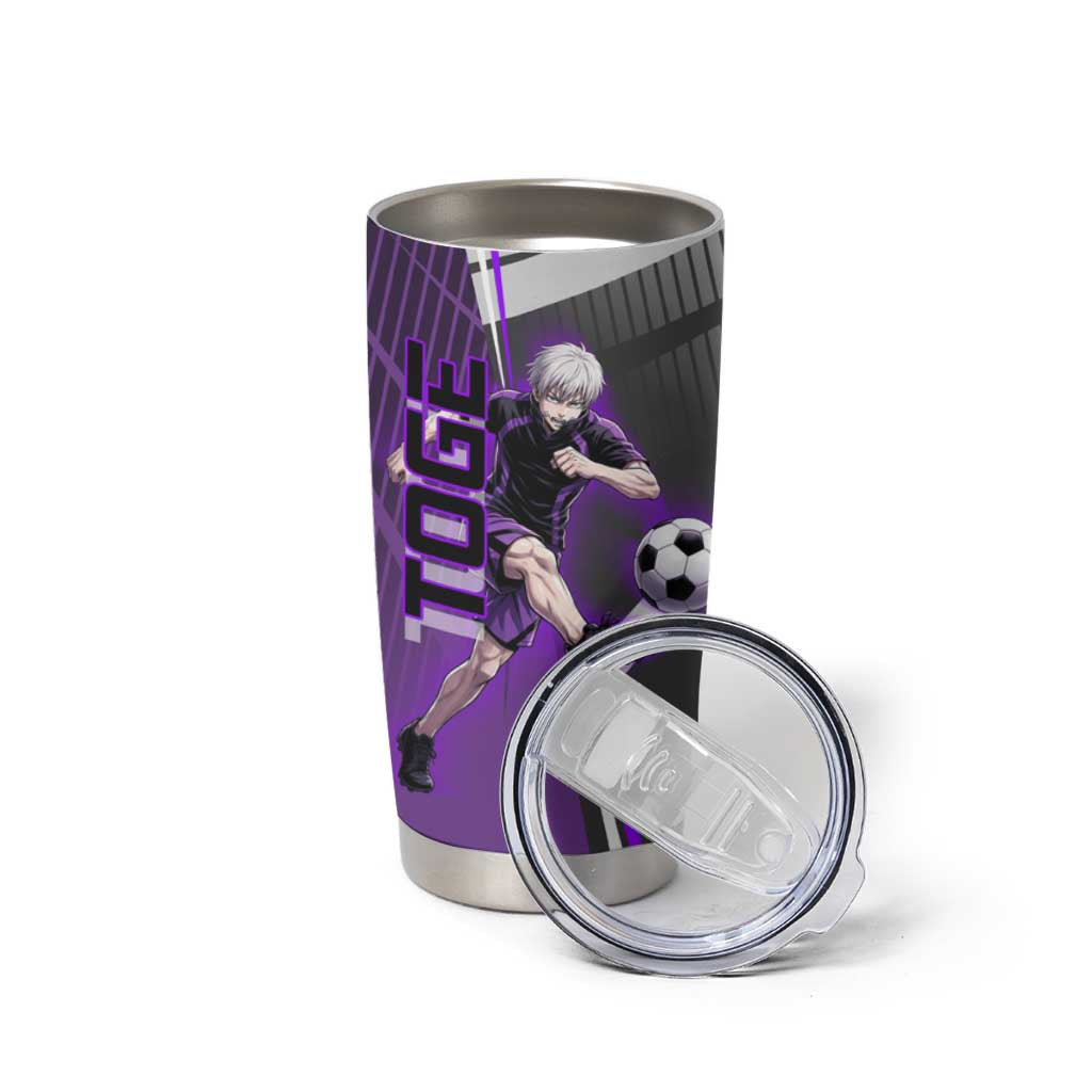 Personalized Toge Inumaki Jujutsu Kaisen Tumbler Cup with Purple Gradient and Action Kick Design