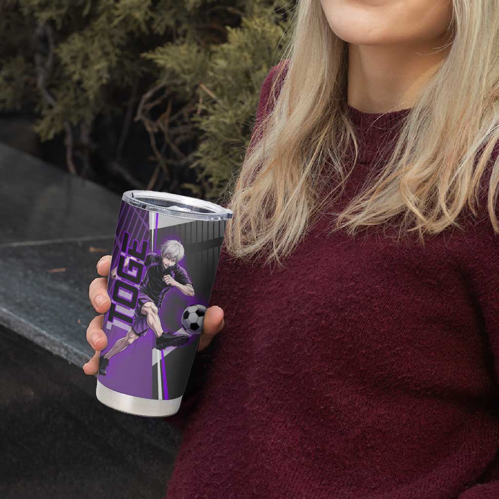Personalized Toge Inumaki Jujutsu Kaisen Tumbler Cup with Purple Gradient and Action Kick Design