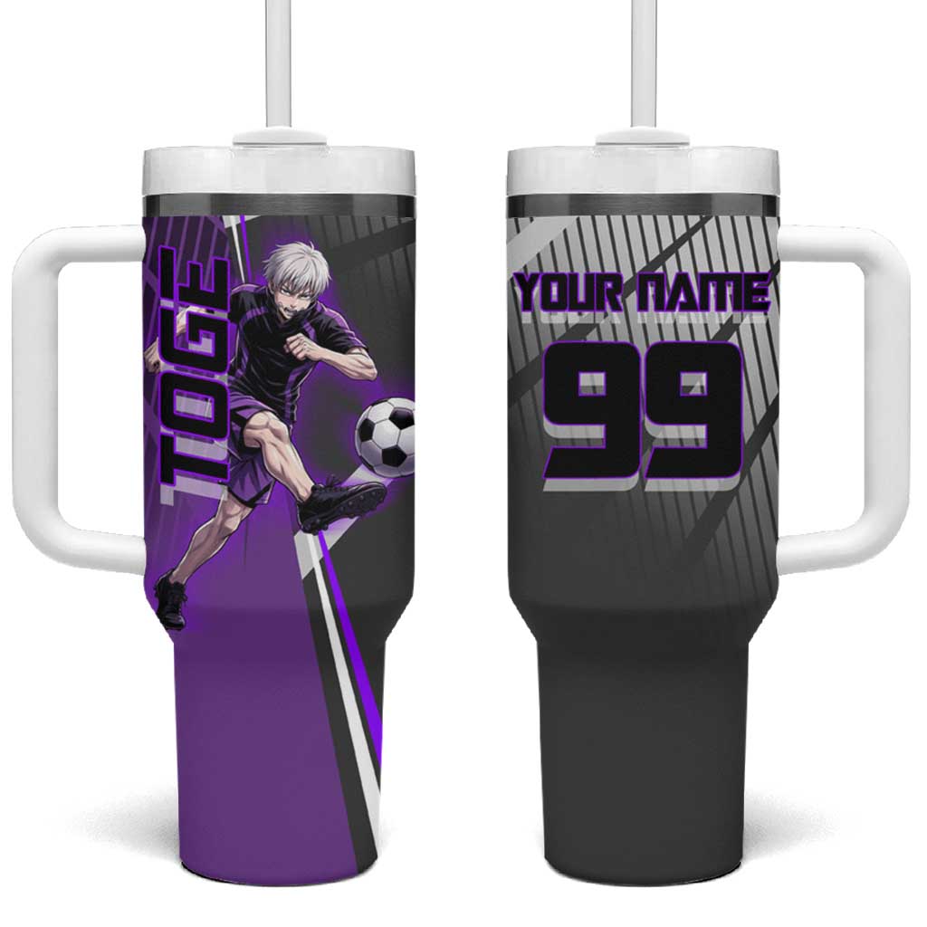 Personalized Toge Inumaki Jujutsu Kaisen Tumbler With Handle with Purple Gradient and Action Kick Design