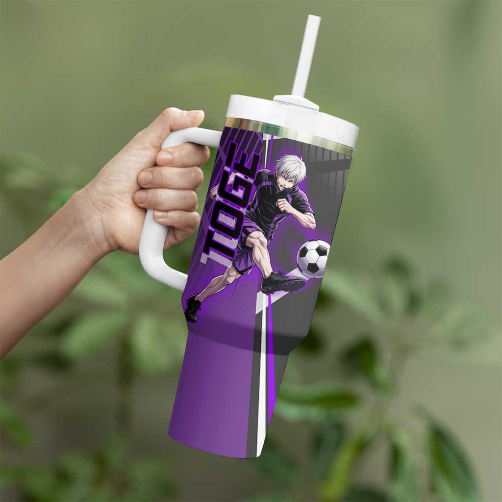 Personalized Toge Inumaki Jujutsu Kaisen Tumbler With Handle with Purple Gradient and Action Kick Design