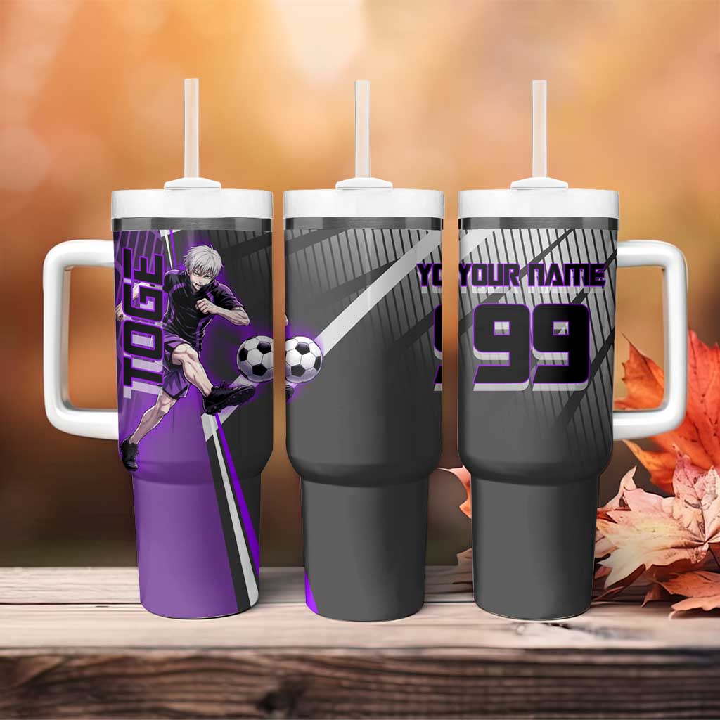 Personalized Toge Inumaki Jujutsu Kaisen Tumbler With Handle with Purple Gradient and Action Kick Design