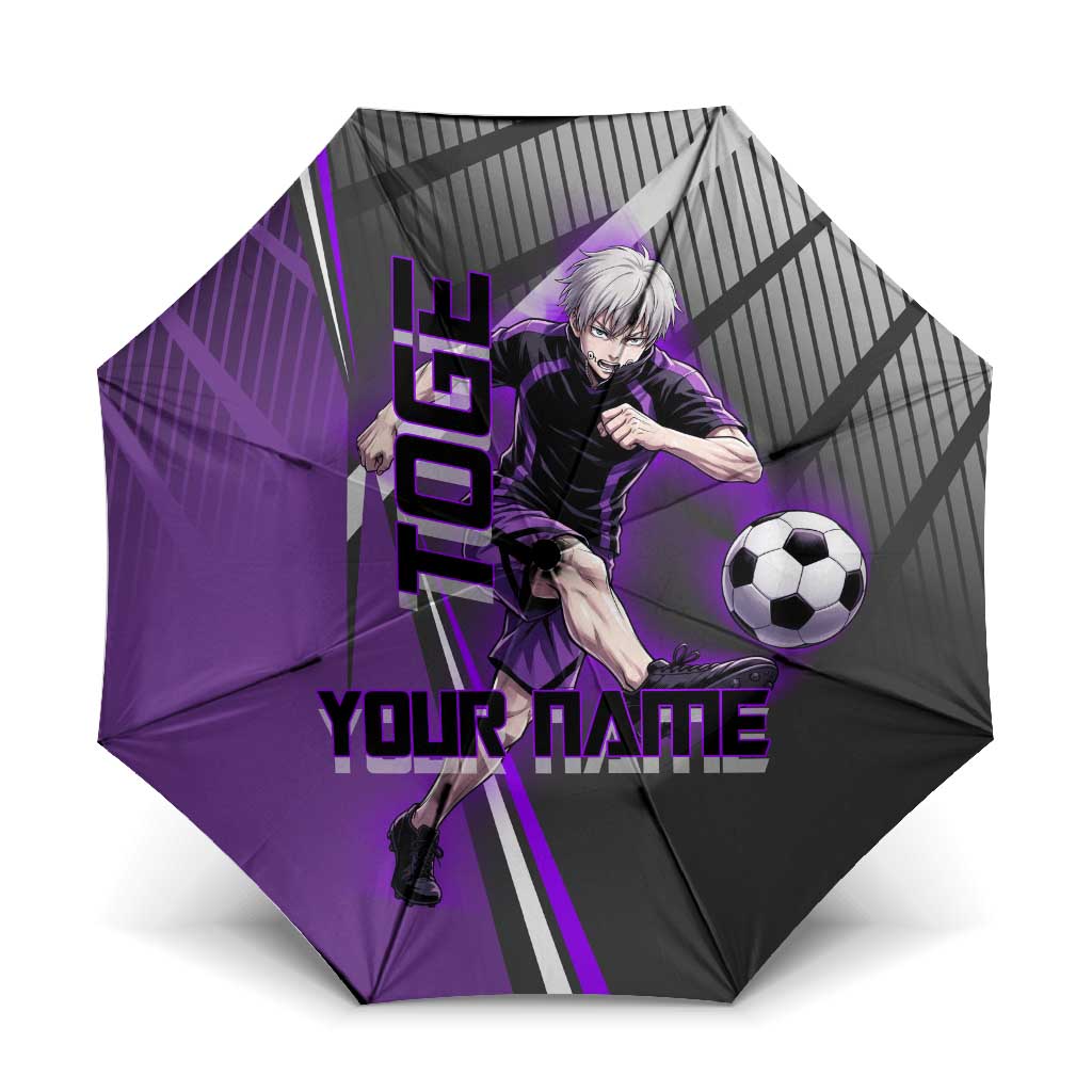 Personalized Toge Inumaki Jujutsu Kaisen Umbrella with Purple Gradient and Action Kick Design