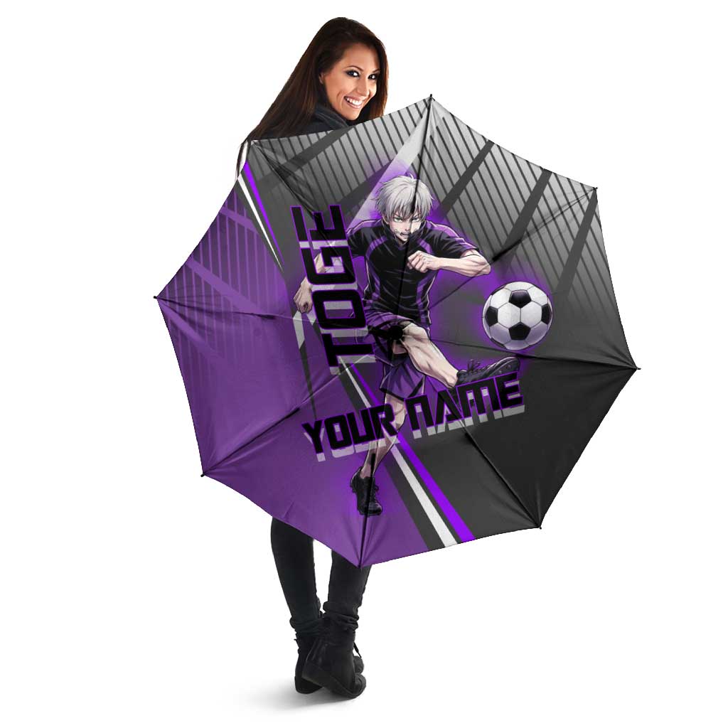 Personalized Toge Inumaki Jujutsu Kaisen Umbrella with Purple Gradient and Action Kick Design