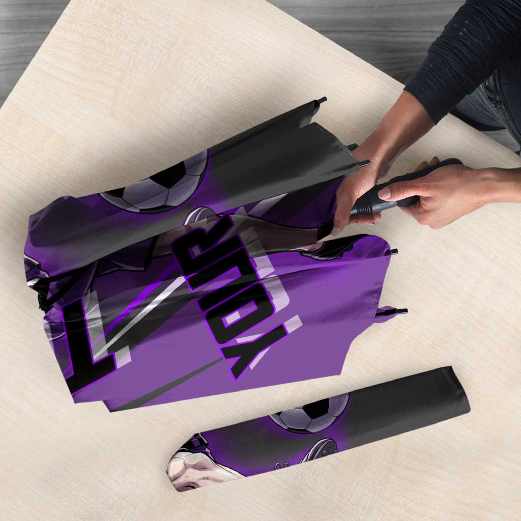 Personalized Toge Inumaki Jujutsu Kaisen Umbrella with Purple Gradient and Action Kick Design