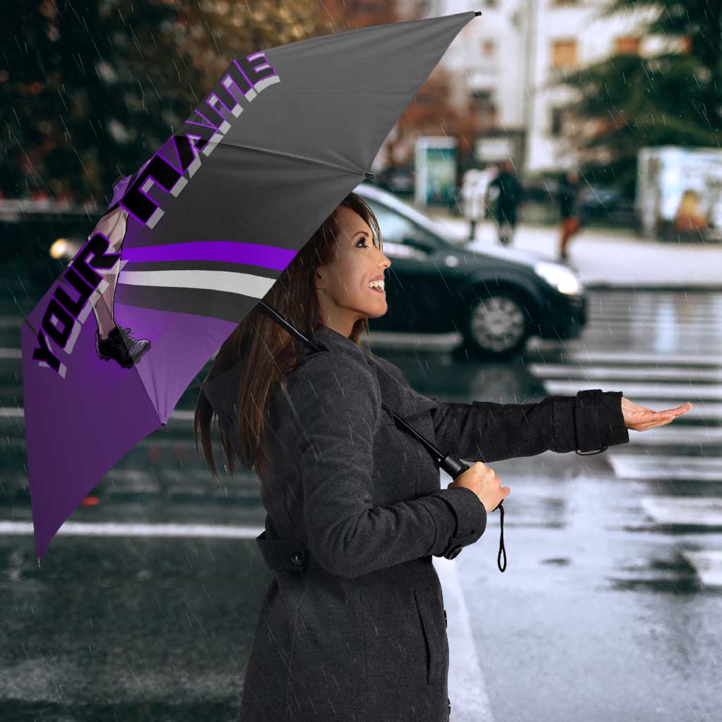 Personalized Toge Inumaki Jujutsu Kaisen Umbrella with Purple Gradient and Action Kick Design