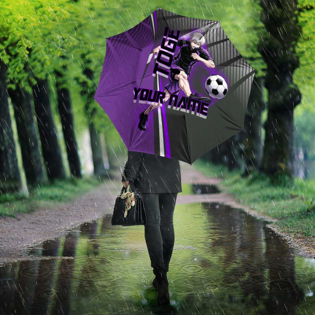 Personalized Toge Inumaki Jujutsu Kaisen Umbrella with Purple Gradient and Action Kick Design