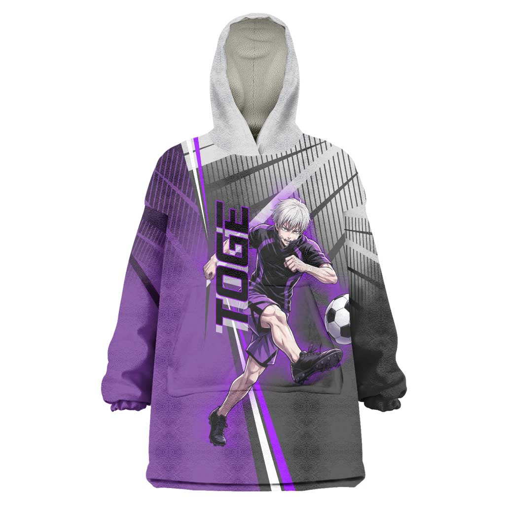 Personalized Toge Inumaki Jujutsu Kaisen Wearable Blanket Hoodie with Purple Gradient and Action Kick Design