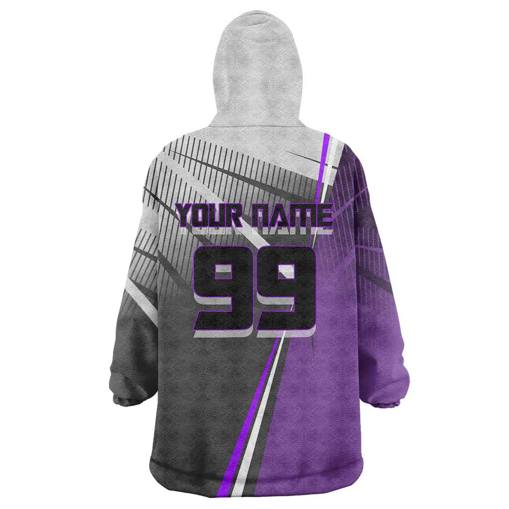 Personalized Toge Inumaki Jujutsu Kaisen Wearable Blanket Hoodie with Purple Gradient and Action Kick Design