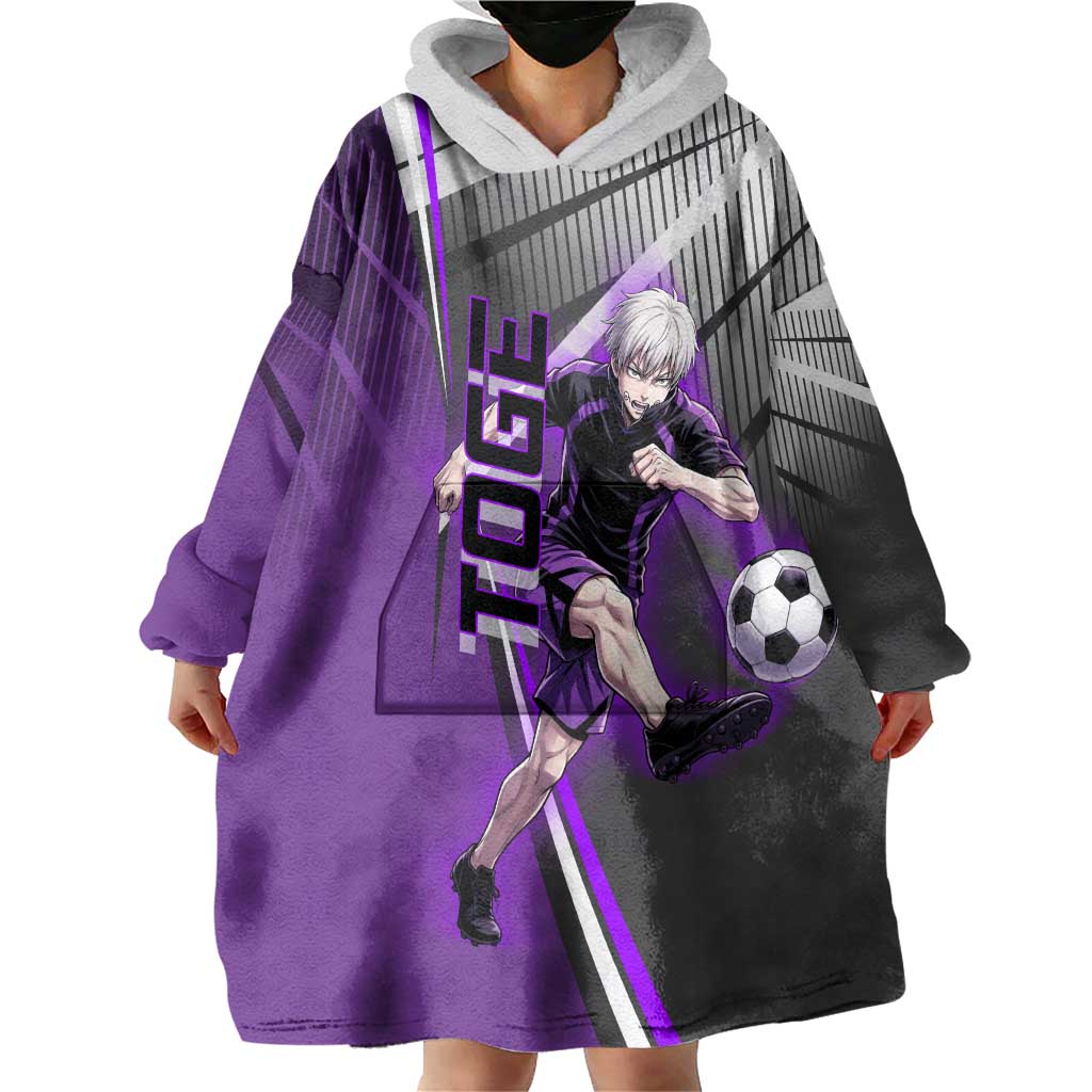Personalized Toge Inumaki Jujutsu Kaisen Wearable Blanket Hoodie with Purple Gradient and Action Kick Design