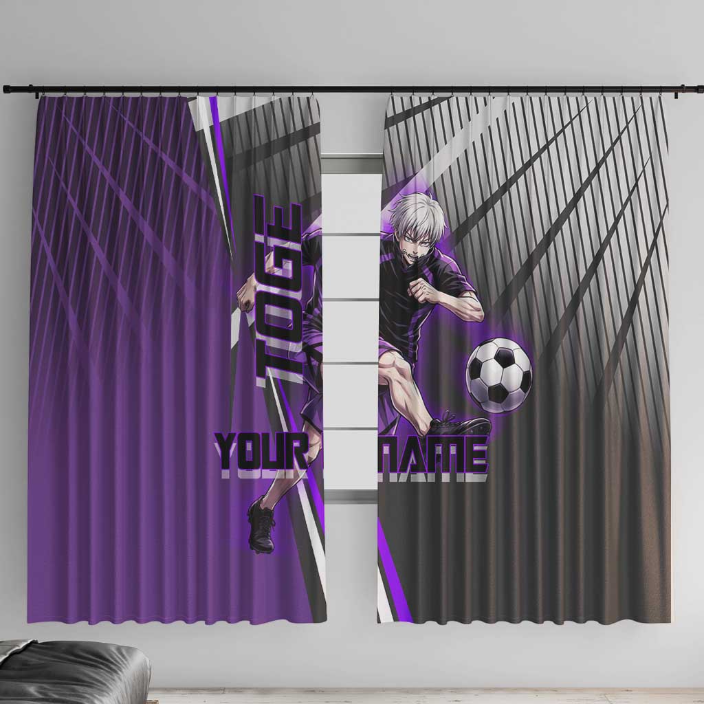 Personalized Toge Inumaki Jujutsu Kaisen Window Curtain with Purple Gradient and Action Kick Design