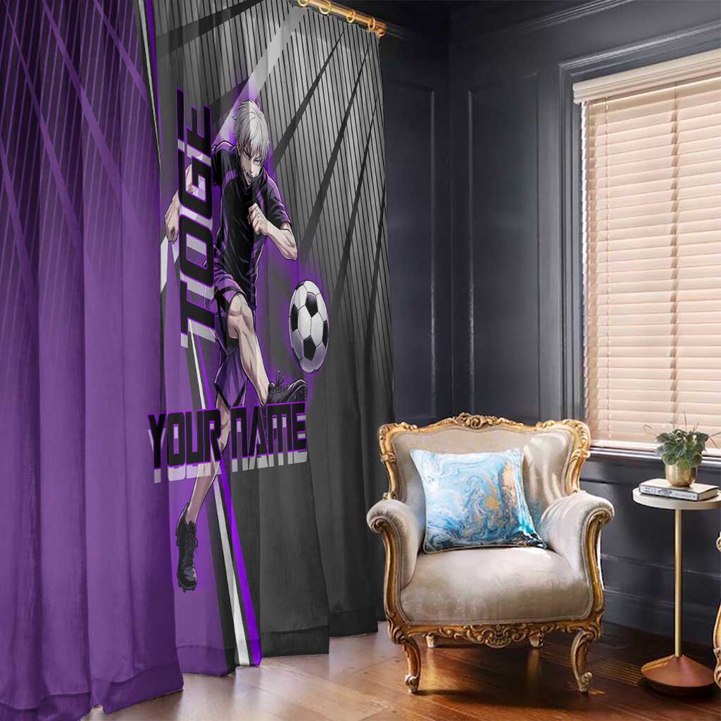 Personalized Toge Inumaki Jujutsu Kaisen Window Curtain with Purple Gradient and Action Kick Design