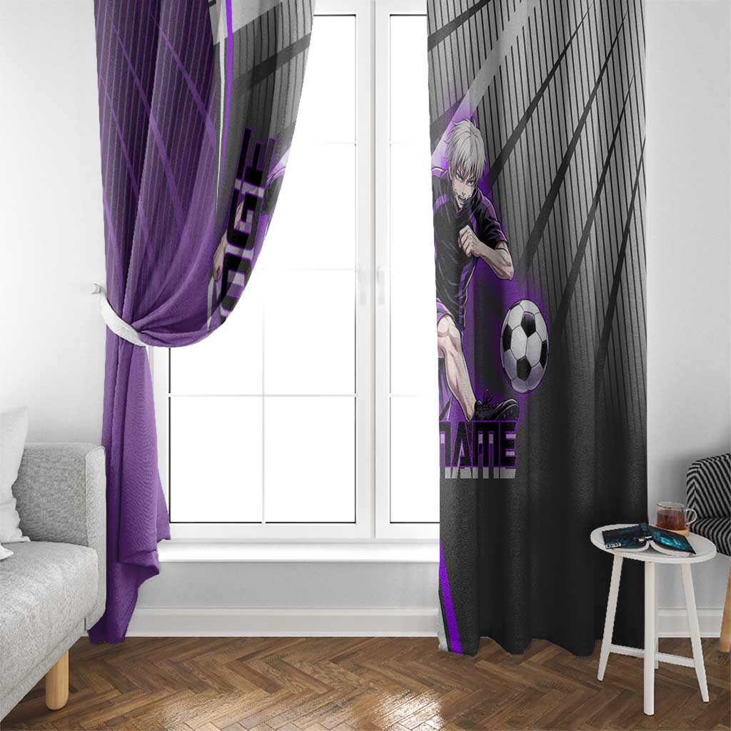 Personalized Toge Inumaki Jujutsu Kaisen Window Curtain with Purple Gradient and Action Kick Design