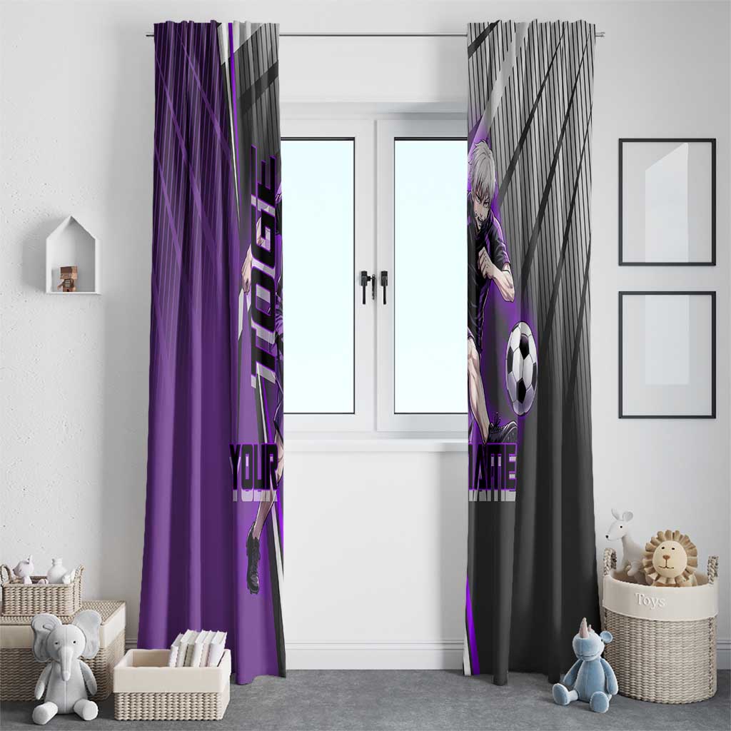 Personalized Toge Inumaki Jujutsu Kaisen Window Curtain with Purple Gradient and Action Kick Design