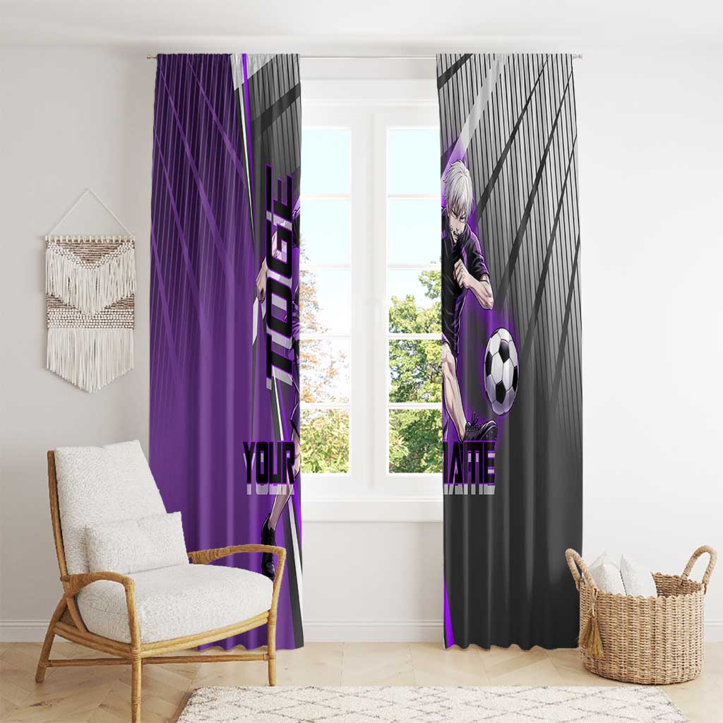 Personalized Toge Inumaki Jujutsu Kaisen Window Curtain with Purple Gradient and Action Kick Design
