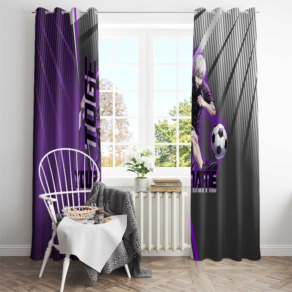 Personalized Toge Inumaki Jujutsu Kaisen Window Curtain with Purple Gradient and Action Kick Design
