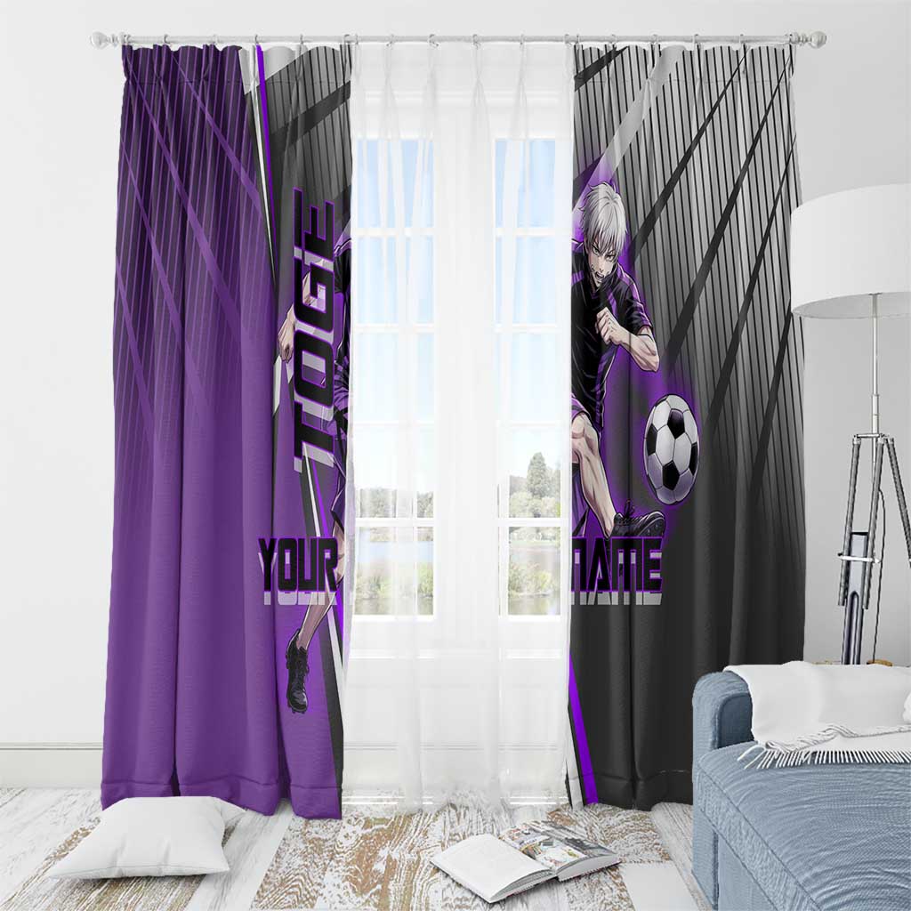 Personalized Toge Inumaki Jujutsu Kaisen Window Curtain with Purple Gradient and Action Kick Design