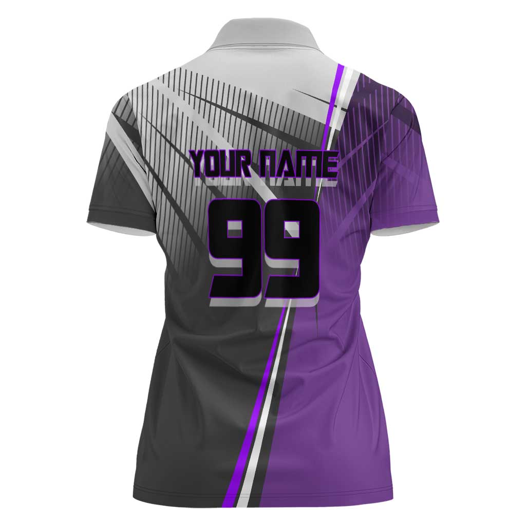 Personalized Toge Inumaki Jujutsu Kaisen Women Polo Shirt with Purple Gradient and Action Kick Design