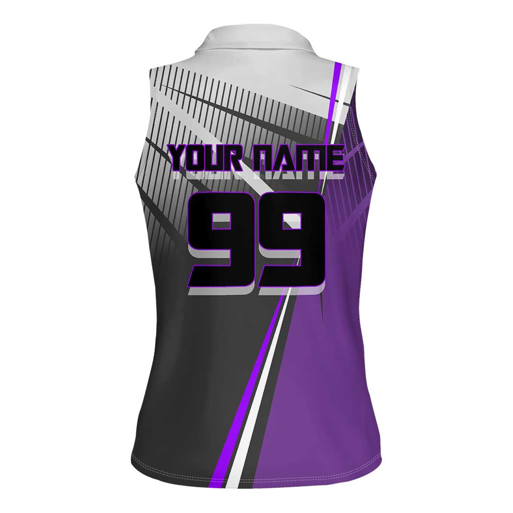 Personalized Toge Inumaki Jujutsu Kaisen Women Sleeveless Polo Shirt with Purple Gradient and Action Kick Design