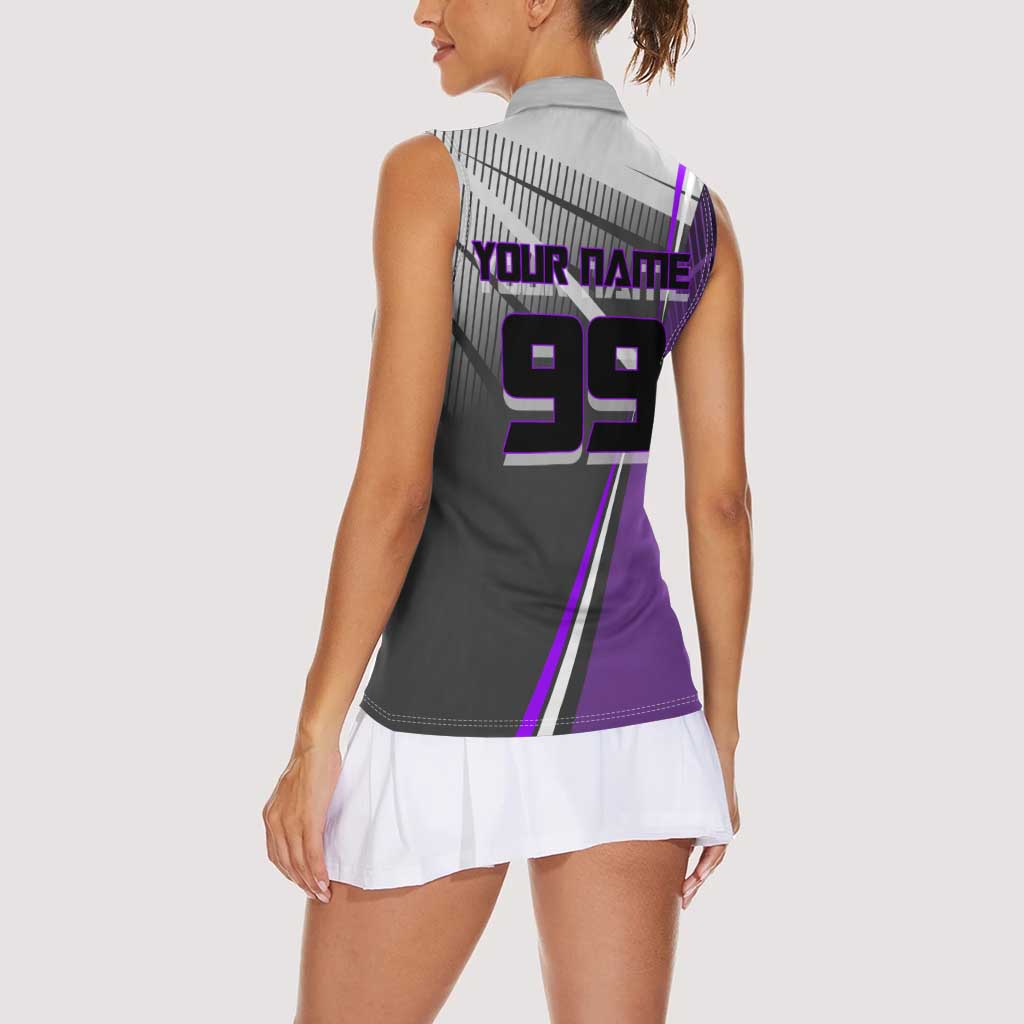 Personalized Toge Inumaki Jujutsu Kaisen Women Sleeveless Polo Shirt with Purple Gradient and Action Kick Design