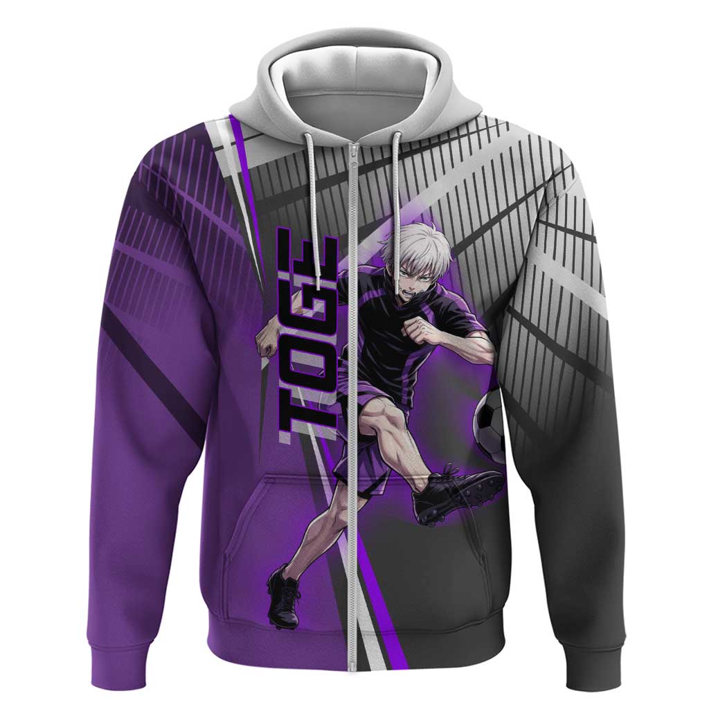 Personalized Toge Inumaki Jujutsu Kaisen Zip Hoodie with Purple Gradient and Action Kick Design