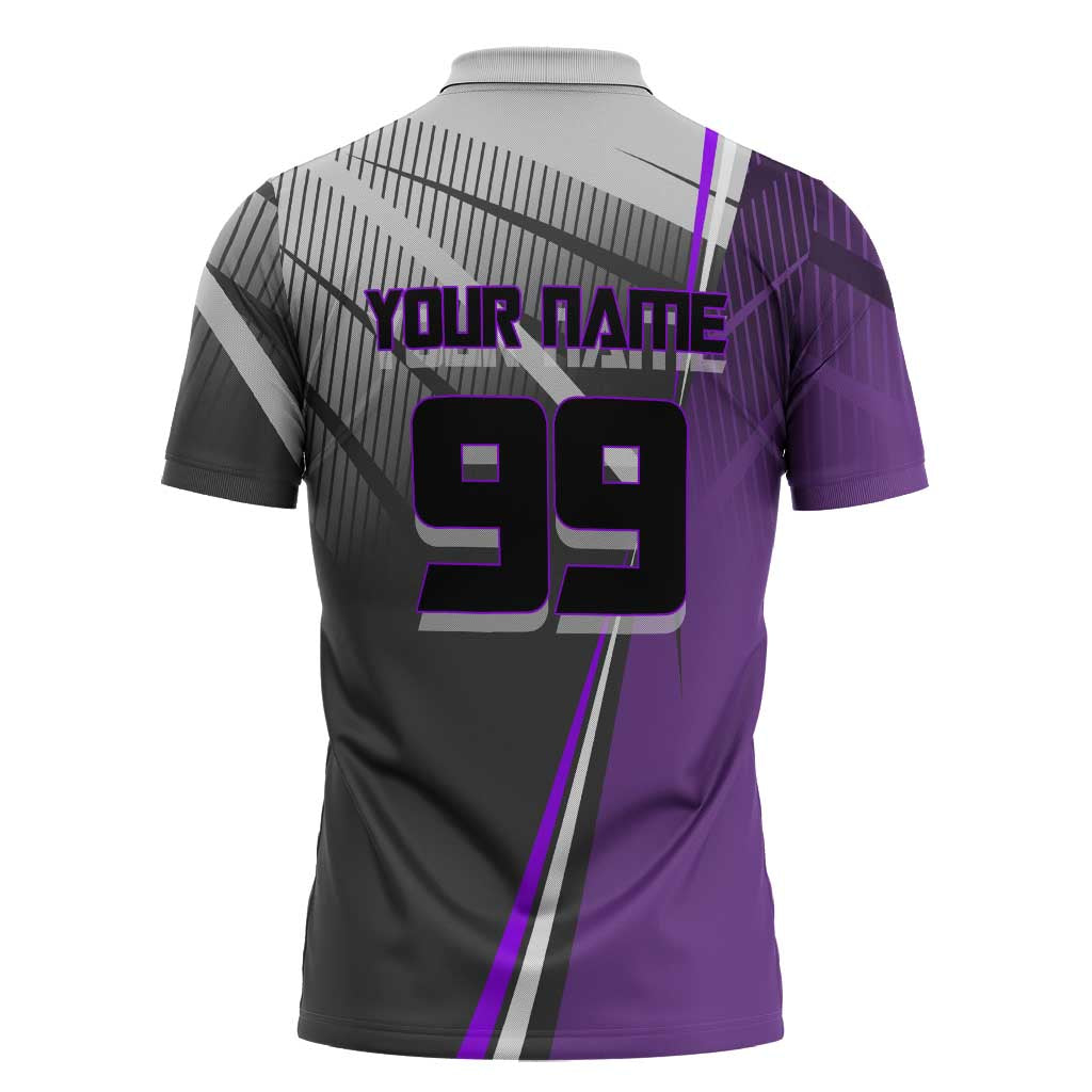 Personalized Toge Inumaki Jujutsu Kaisen Zipper Polo Shirt with Purple Gradient and Action Kick Design