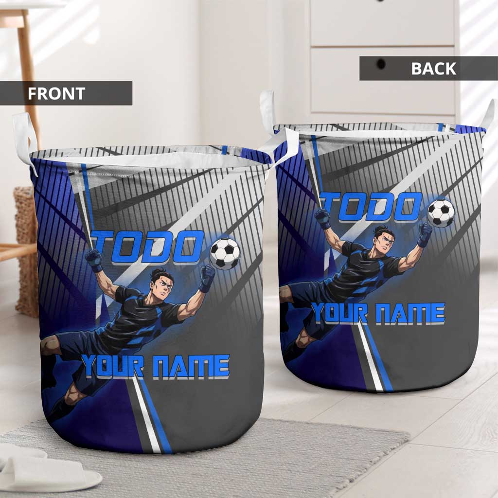 Personalized Aoi Todo Jujutsu Kaisen Laundry Basket with Blue Gradient and Goalkeeper Action Design