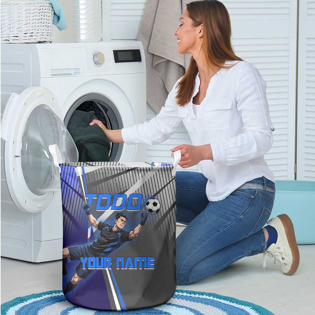 Personalized Aoi Todo Jujutsu Kaisen Laundry Basket with Blue Gradient and Goalkeeper Action Design