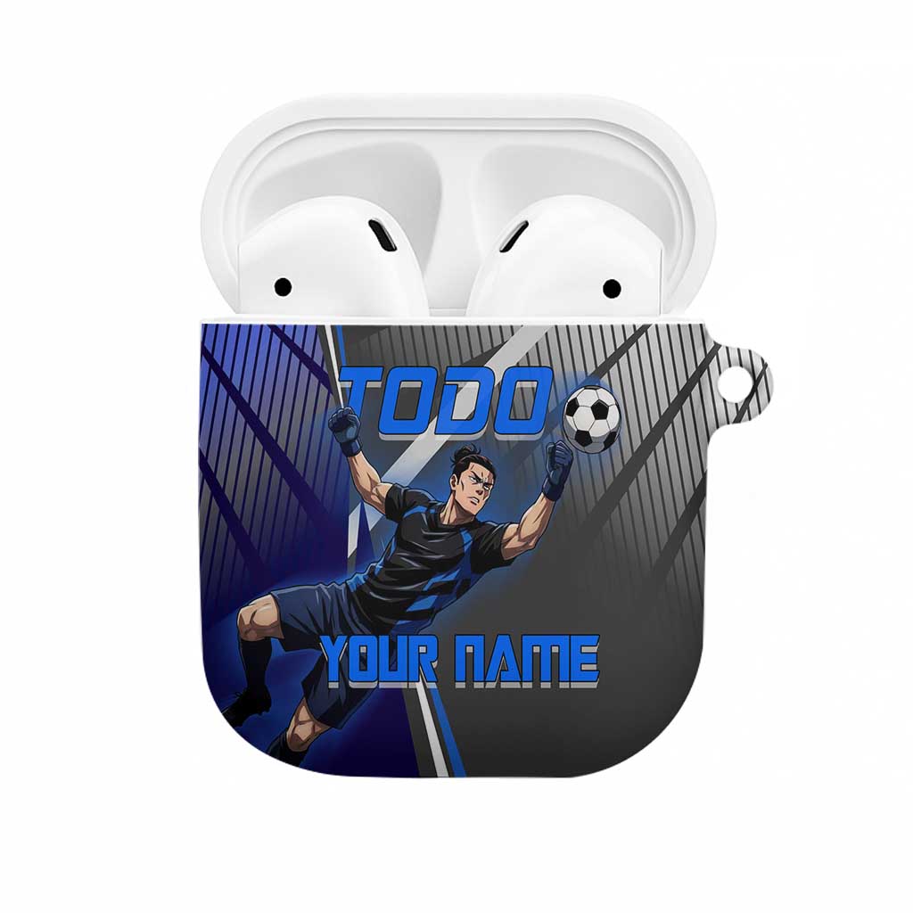Personalized Aoi Todo Jujutsu Kaisen AirPods Case with Blue Gradient and Goalkeeper Action Design