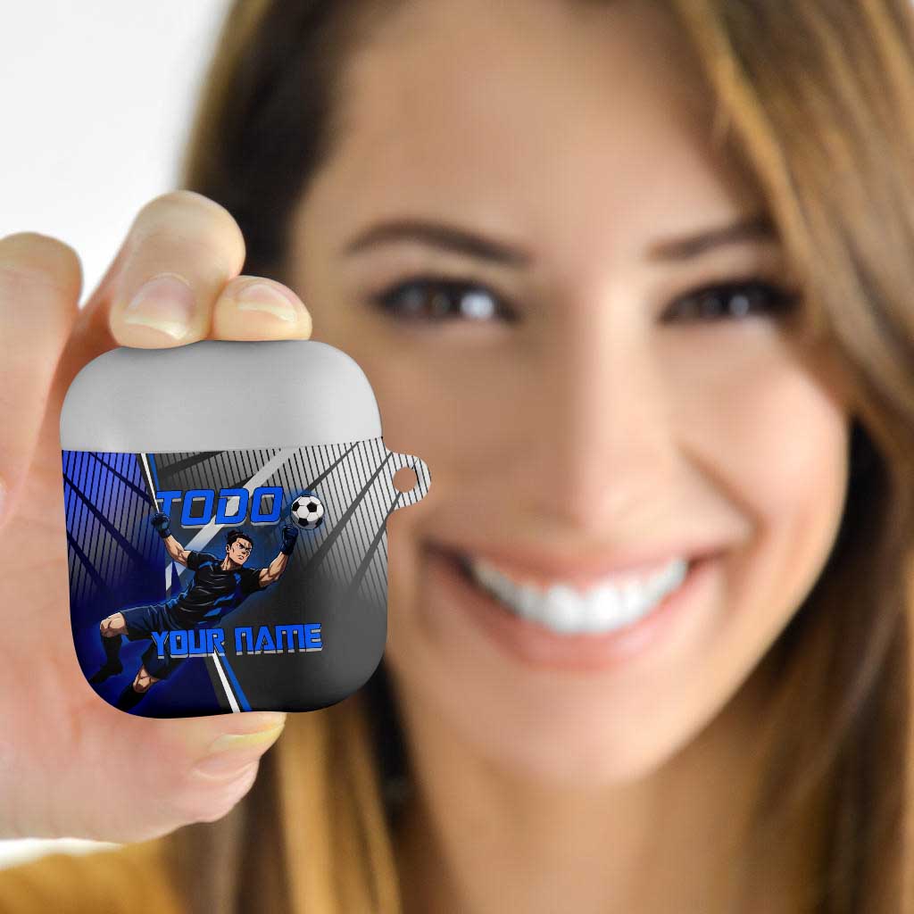 Personalized Aoi Todo Jujutsu Kaisen AirPods Case with Blue Gradient and Goalkeeper Action Design