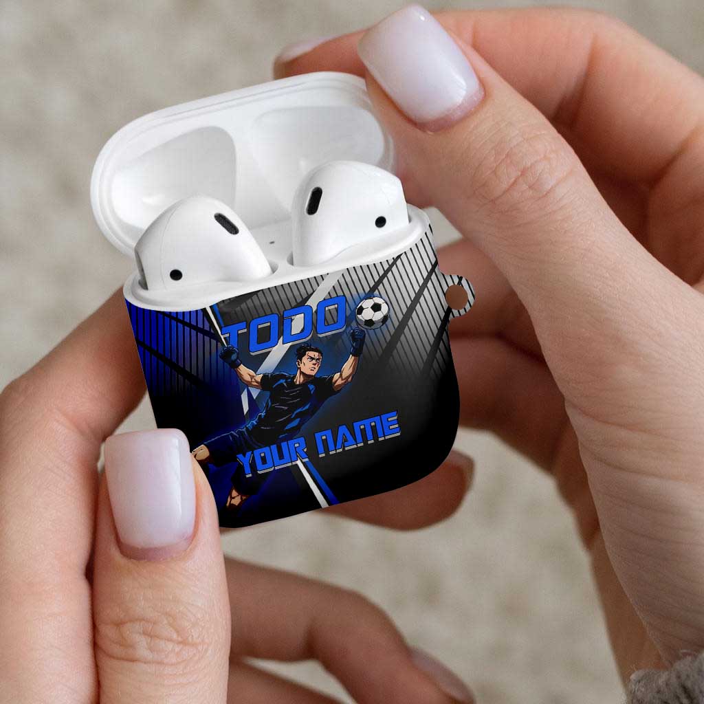 Personalized Aoi Todo Jujutsu Kaisen AirPods Case with Blue Gradient and Goalkeeper Action Design