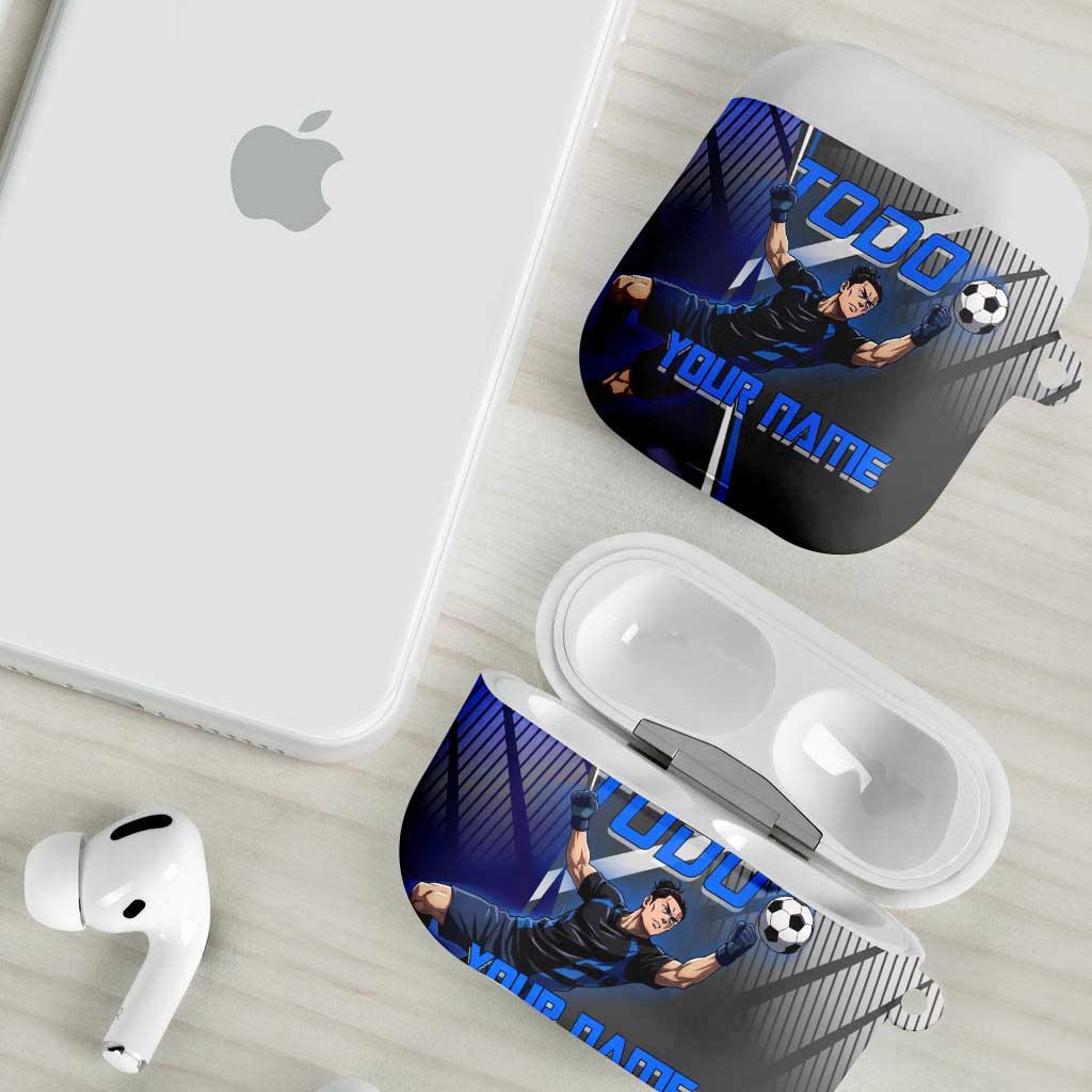 Personalized Aoi Todo Jujutsu Kaisen AirPods Case with Blue Gradient and Goalkeeper Action Design